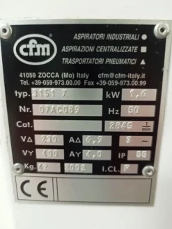 ASPIRATORE INDUSTRIALE PER POLVERI CFM 3151 X (ASP-53)