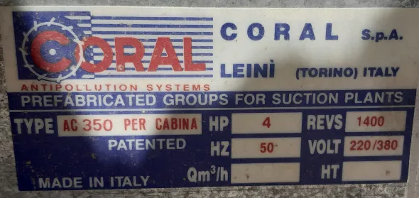 Cabina di verniciatura a secco Coral modello HC-350