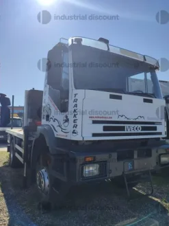 18#9387 Camion IVECO Eurotrakker a pianale con Gru e pinza per legna