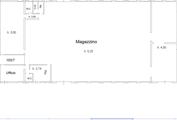 Capannone 860 m2 con sala mostra, uffici, appartamento