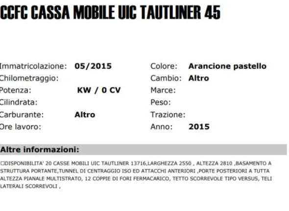 10#4158 CCFC cassa mobile Uic Tautliner 45