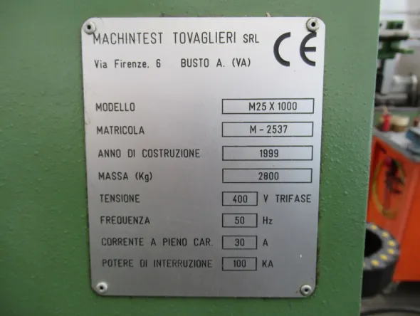 CENTRO INTESTATRICE TOVAGLIERI M25 x 1000