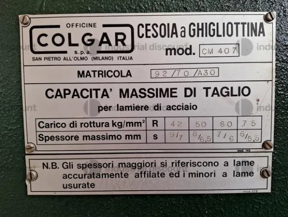 13#9186 Cesoia a ghigliottina Colgar