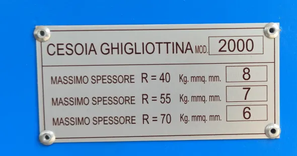CESOIA A GHIGLIOTTINA MECCANICA BB 2000 X 8