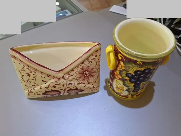 2#8661 Complementi da tavola artigianali in ceramica e stoffa