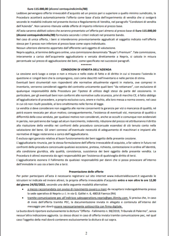 Fall. n. 98/2019 del Trib. di Palermo
