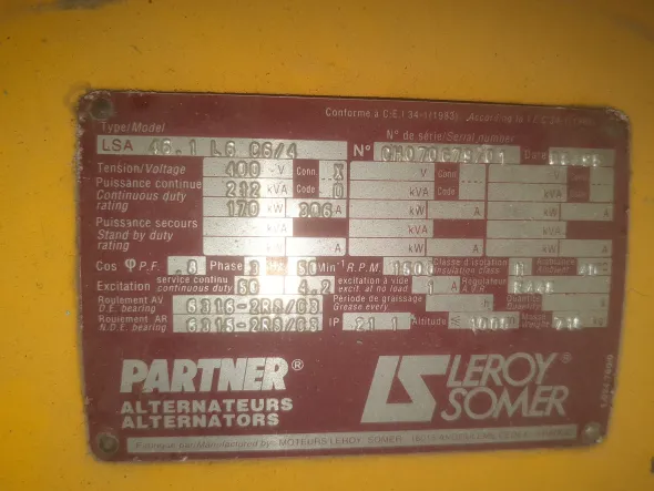 gruppo elettrogeno a gas 170 kw