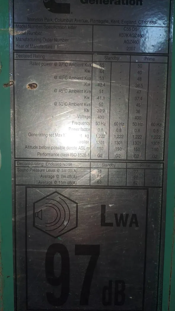 Gruppo Elettrogeno Cummins Generator C55D5 55KVA