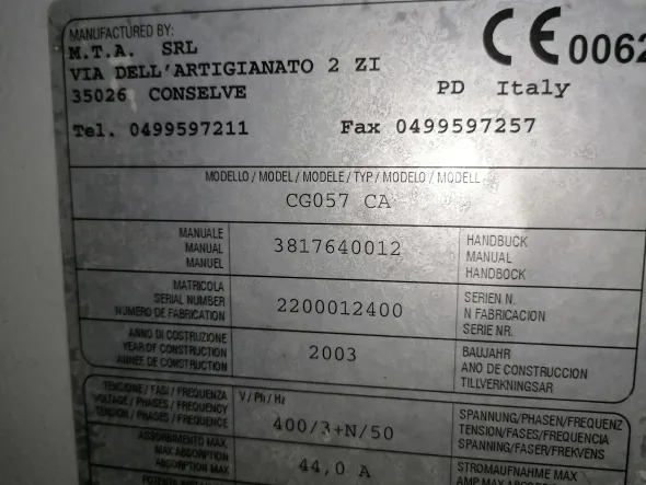 Gruppo Refrigerante MTA modello CG 057 CA serie Cygnus