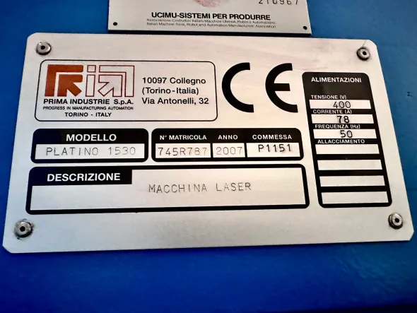 Laser Prima Industrie PLATINO 1530 + Compact server