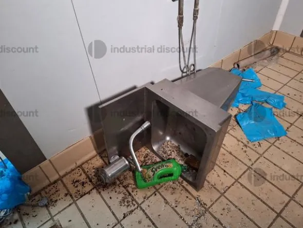 18#9389 Lavandini acciaio pedale e dispenser Carrello salumiCarrello a pozzo