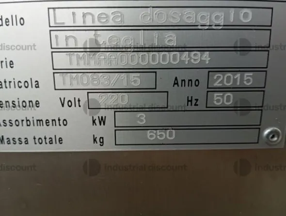 1#8942 Linea di dosaggio in teglia