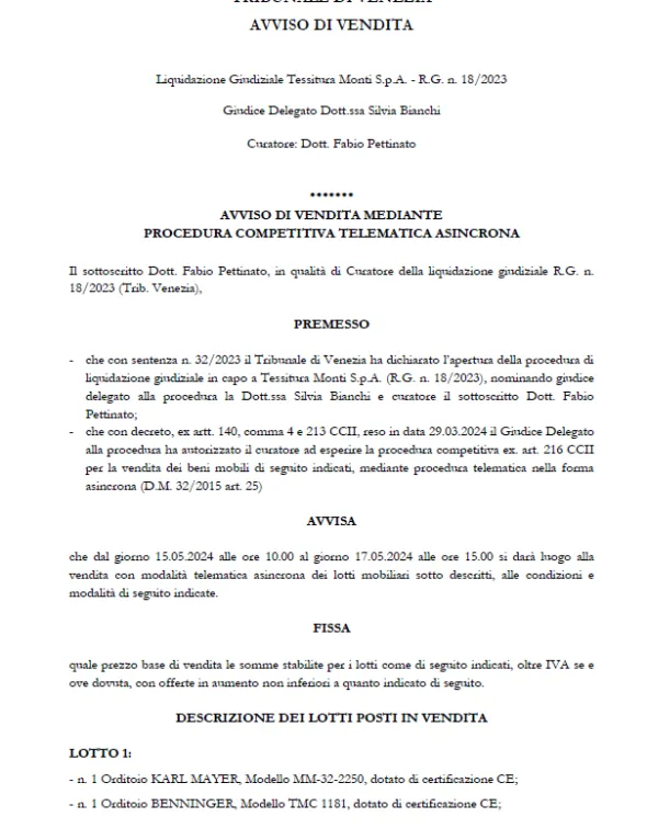 Macchinari e attrezzatura varia