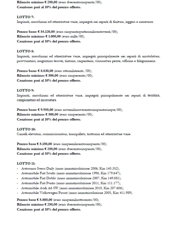 Macchinari e attrezzatura varia