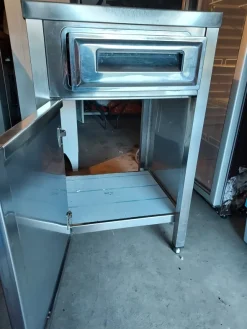 Mobile con cassetto batti caffè in acciaio inox