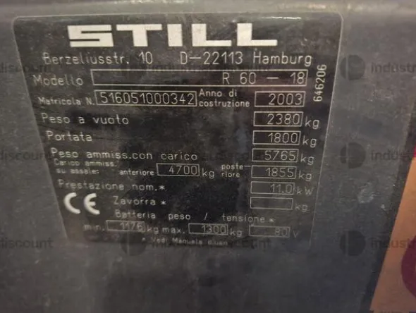 8#9158 Muletto Still R60-18N con forche girevoli