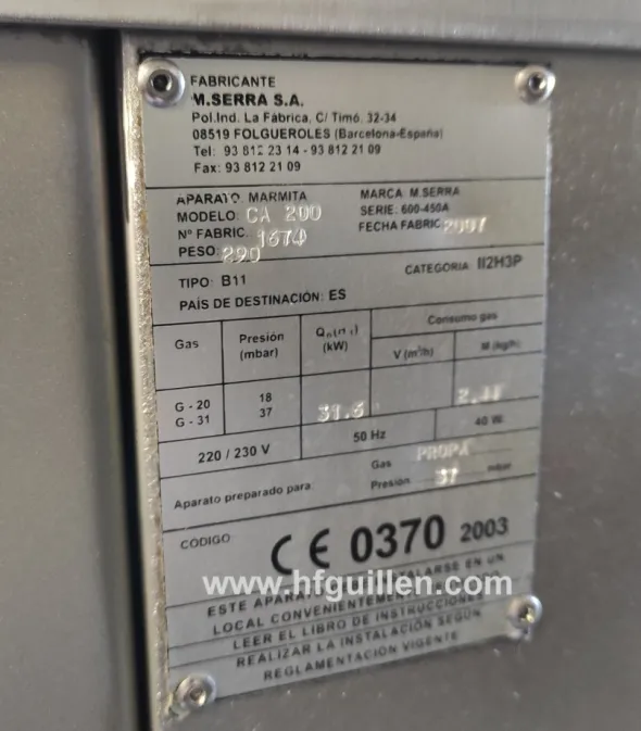 PENTOLA PROFESSIONALE A GAS M. SERRA CA-200
