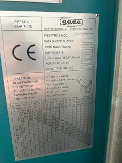 Piegatrice Gade PP30/150 del 2007