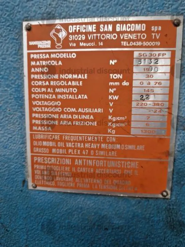 7#8862 Pressa ad eccentrico San Giacomo