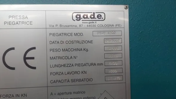 23#7304 Pressa piegatrice Gade PS-C 4200