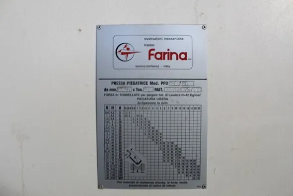 5#6964 Pressa Piegatrice Idraulica Farina Pfo 160/60