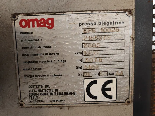 Pressa piegatrice OMAG 3000 mm 100 Ton