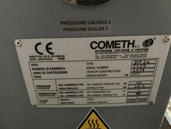1#6150 Pressa stampaggio dischi vinile Inpros Srl e generatore vapore Cometh