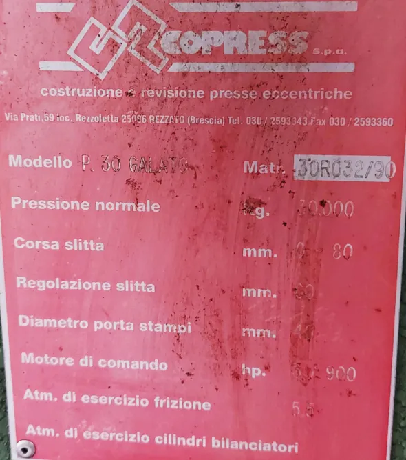 Pressa 30 tonnellate Copress spa