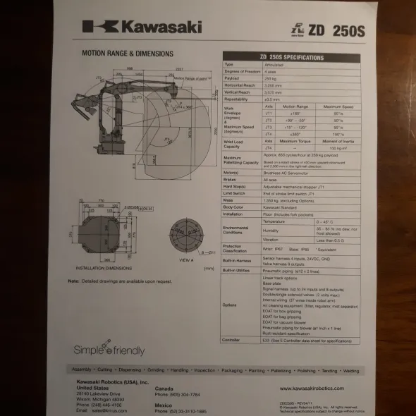 Robot industriale Kawasaki ZD250S (2008)