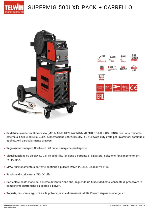 SALDATRICE NUOVA TELWIN SUPERMIG 500I XD
