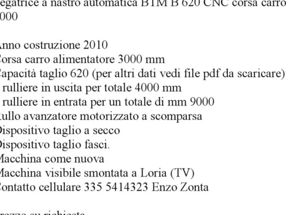 Segatrice a nastro automatica BTM B 620 CNC
