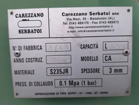 9#8242 Serbatoio fuori terra per idrocarburi 5000 litri