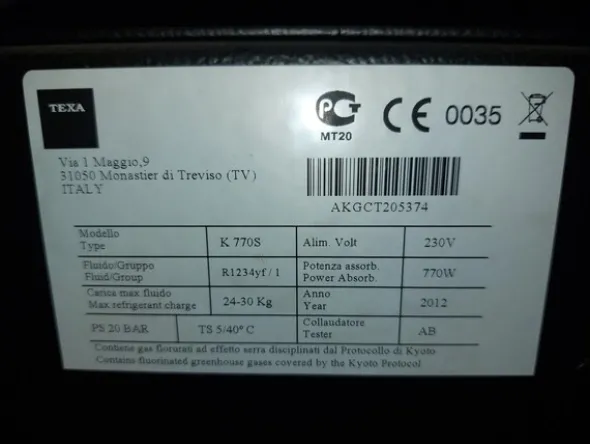 19#7842 Stazione di ricarica gas Texa K770S