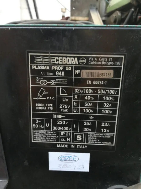 TAGLIO PLASMACEBORA PROF 52