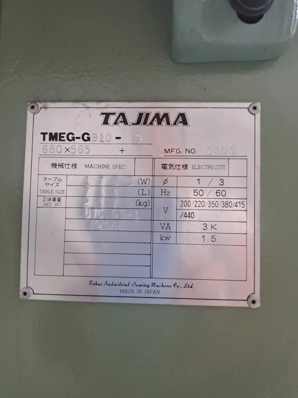 TAJIMA TMEG-G910 - 10 TESTE CON AGGIUNTA PAYETTE